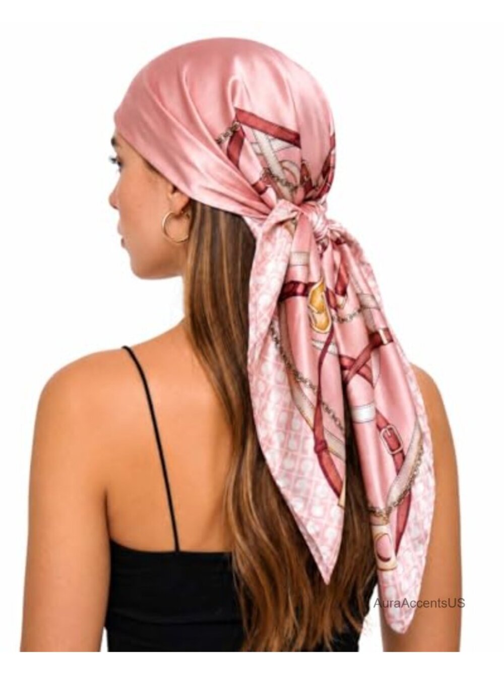 Silk-Feel Satin Square Scarf, 35x35 Hair Wrap & Bandana